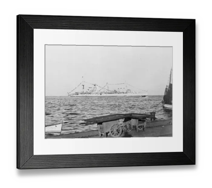 Framed Print : British warships in the Suez Canal decorated in honour of King Fuad. HMS Sussex Framed Print : British warships in the Suez Canal decorated in honour of King Fuad. HMS Sussex
