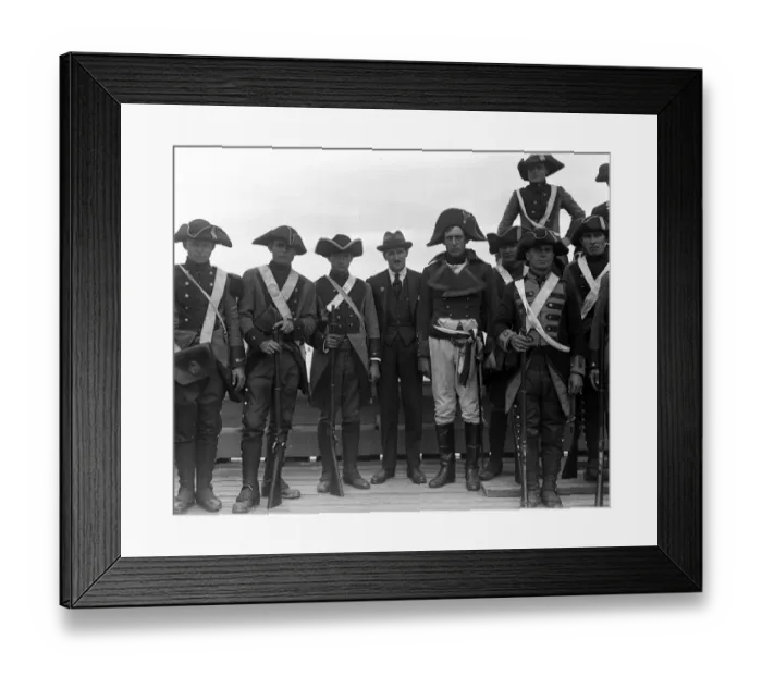 Framed Print : Some of the actors and extras in the film, Nelson, that had to be re - shot