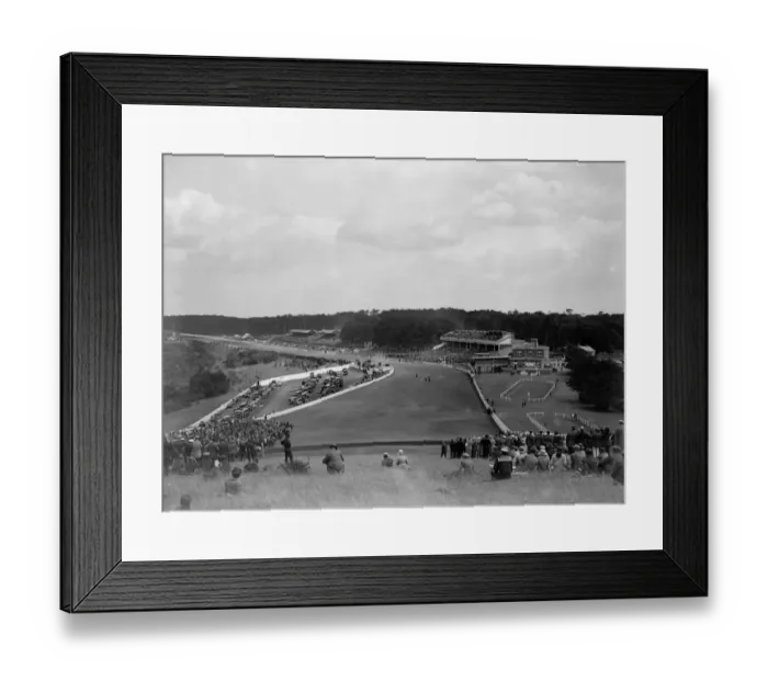 Framed Print : Goodwood Racecourse, Sussex, England. View of the course and grandstand