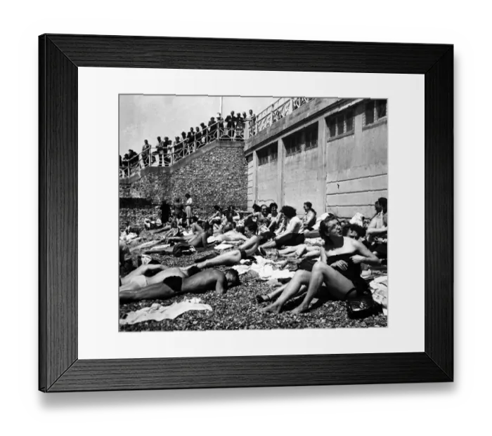 Framed Print : Brighton Sunbathing on the beach 20 June 1954 Framed Print : Brighton Sunbathing on the beach 20 June 1954