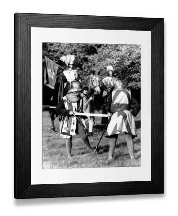 Framed Print : Rehearsal of Medieval Jousting for the 1066 Pageant Two members of the Bexhill Round