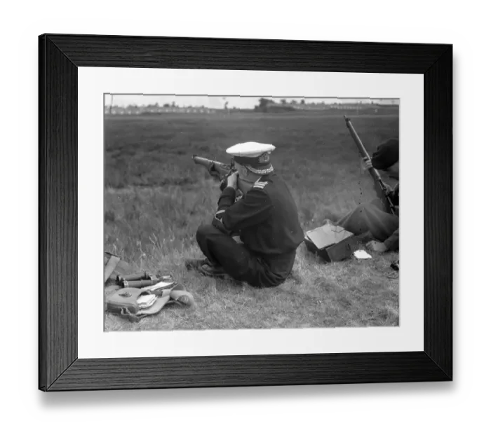Framed Print : Bisley Surrey back to front hat style aided shooting for Fleet Air Arm Captain St Framed Print : Bisley Surrey back to front hat style aided shooting for Fleet Air Arm Captain St