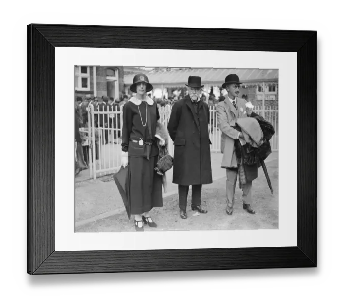 Framed Print : Goodwood Racecourse West Sussex Mrs Bevis, Mr Winans, Colonel Bevis. 29 July 1924 Framed Print : Goodwood Racecourse West Sussex Mrs Bevis, Mr Winans, Colonel Bevis. 29 July 1924