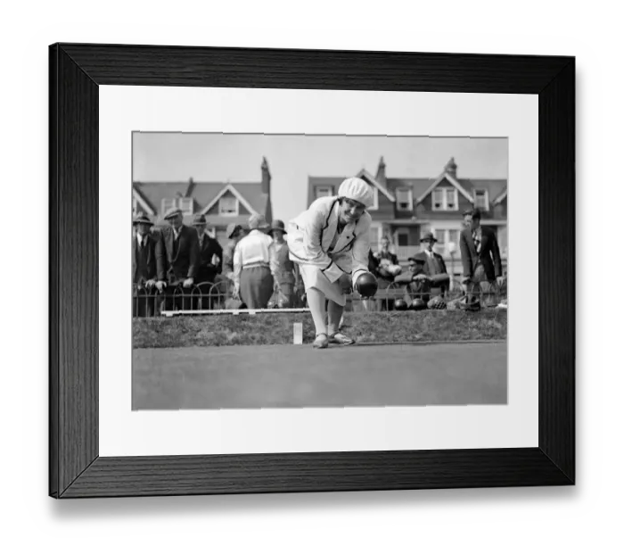 Framed Print : The first Open Bowls Tournament for Women, at Eastbourne. Photographed here is Framed Print : The first Open Bowls Tournament for Women, at Eastbourne. Photographed here is