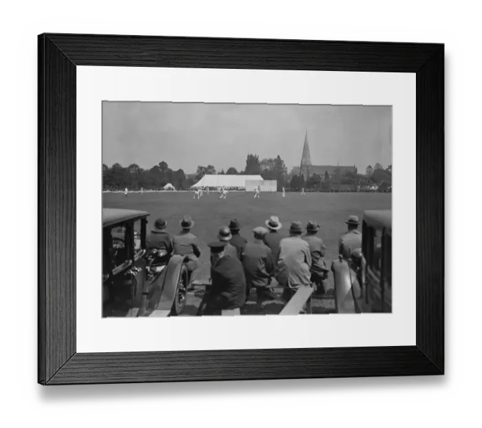 Framed Print : Horsham cricket week in progress, with Horsham church in background