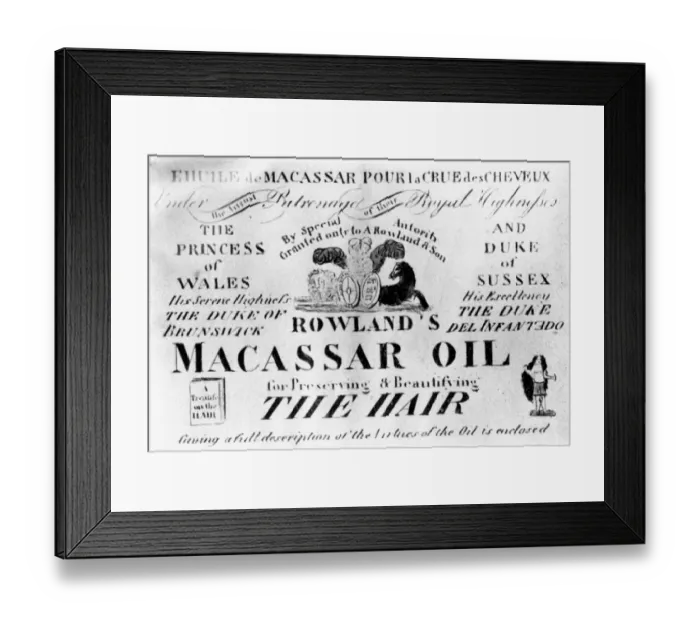 Framed Print : A French award for a special Hair product. Rowlands Macassar Oil for Preserving Framed Print : A French award for a special Hair product. Rowlands Macassar Oil for Preserving
