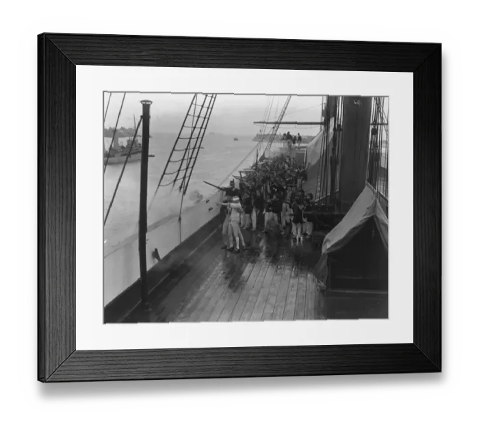 Framed Print : Shooting a scene from the film Nelson on board The Victory at Portsmouth Framed Print : Shooting a scene from the film Nelson on board The Victory at Portsmouth