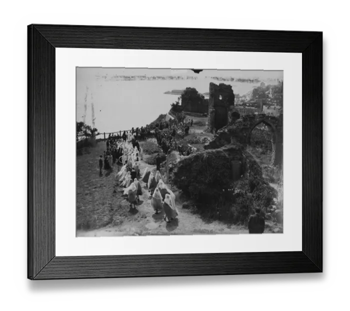 Framed Print : Hastings catholics in procession to ruined castle shrine. The traditional Roman Framed Print : Hastings catholics in procession to ruined castle shrine. The traditional Roman