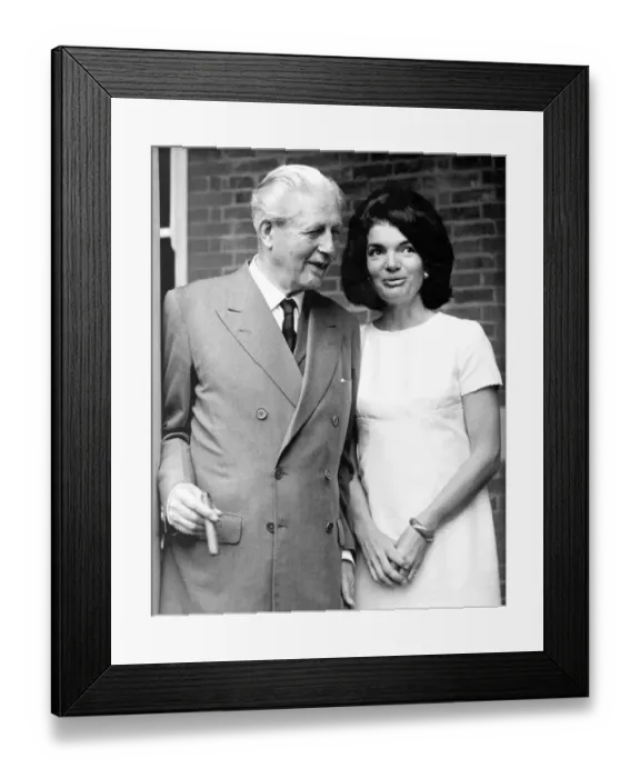 Framed Print : Mrs Jacqueline Kennedy with former British Prime Minister Harold Macmillan when she