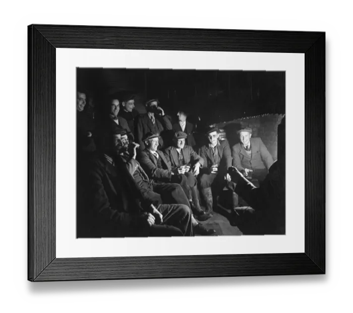 Framed Print : Farm workers relax after a days work with a beer and a chat at a country pub Framed Print : Farm workers relax after a days work with a beer and a chat at a country pub