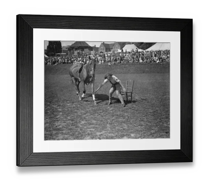 Framed Print : Staking Her Claim ! Photo Shows : Leading her poney, a girl rider eagerly lays Framed Print : Staking Her Claim ! Photo Shows : Leading her poney, a girl rider eagerly lays