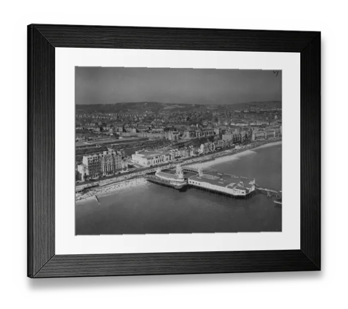 Framed Print : Hastings beach photographed from the air April 1946