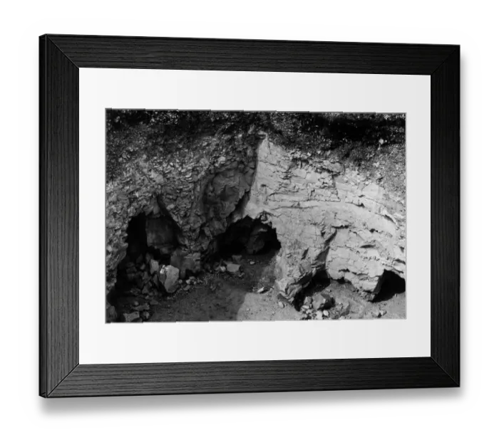 Framed Print : Early man: Neolithic flint mining shaft, Blackpatch Hill, near Findon, Sussex Framed Print : Early man: Neolithic flint mining shaft, Blackpatch Hill, near Findon, Sussex