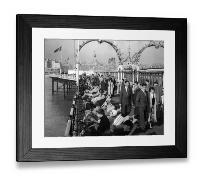 Framed Print : Brighton Pier Crowds enjoying a spring like day after a long winter 1st March 1959 Framed Print : Brighton Pier Crowds enjoying a spring like day after a long winter 1st March 1959