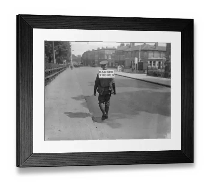 Framed Print : Safeguarding Marching Troops On The Roads. Manoeuvres season for the troops has commenced Framed Print : Safeguarding Marching Troops On The Roads. Manoeuvres season for the troops has commenced