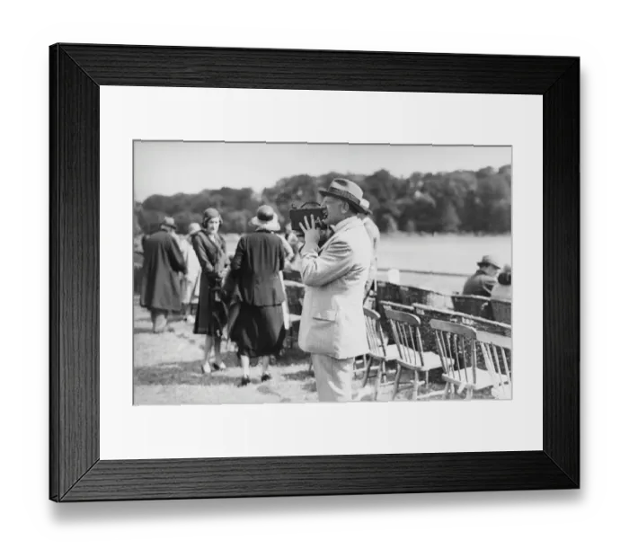 Framed Print : Cowdray Park Polo Week. Viscount Cowdray taking cine pictures of the match. Sussex Framed Print : Cowdray Park Polo Week. Viscount Cowdray taking cine pictures of the match. Sussex