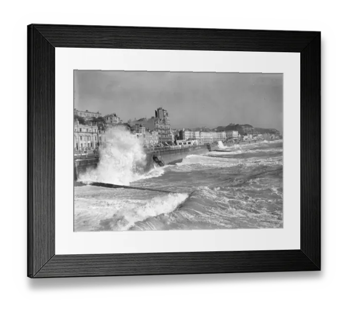 Framed Print : Rough seas at Hastings. 1 February 1938 Framed Print : Rough seas at Hastings. 1 February 1938
