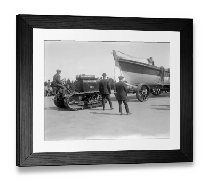Framed Print : Launching the Lifeboat at Worthing by Motor Tractor. 1920s, 1930s Framed Print : Launching the Lifeboat at Worthing by Motor Tractor. 1920s, 1930s