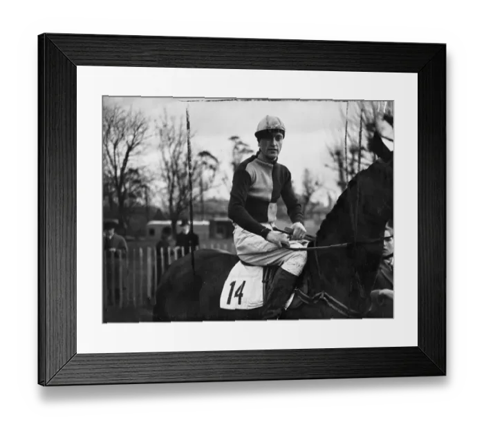 Framed Print : T. Mabbut, a leading National Hunt and steeplechase jockey. 15 December 1946