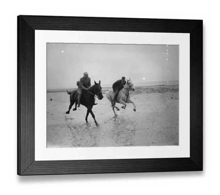 Framed Print : Mr Hore Belisha spends his holiday on horseback away from transport problems. Mr Framed Print : Mr Hore Belisha spends his holiday on horseback away from transport problems. Mr