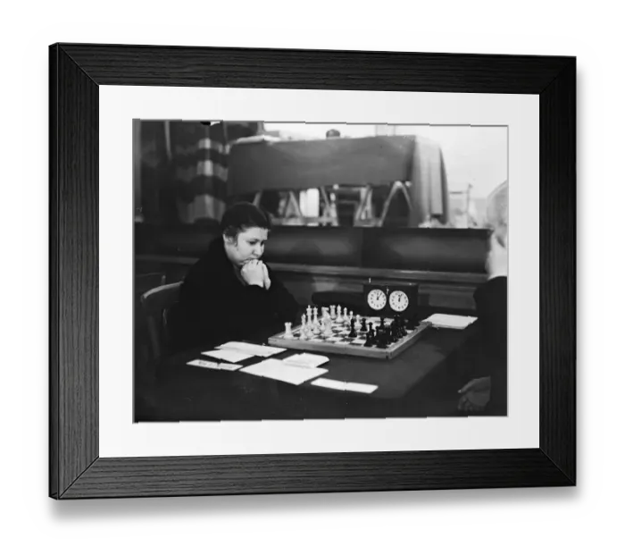 Framed Print : International Chess masters take part in Hastings tournament. Miss Menchik, German champion Framed Print : International Chess masters take part in Hastings tournament. Miss Menchik, German champion