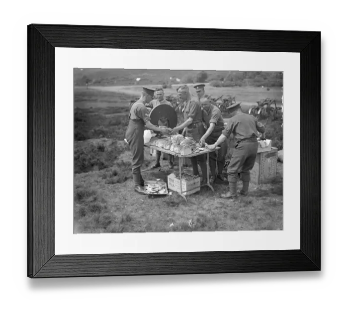 Framed Print : Behind The Orderlys Back. Photo shows : While the orderlies are busily cutting Framed Print : Behind The Orderlys Back. Photo shows : While the orderlies are busily cutting