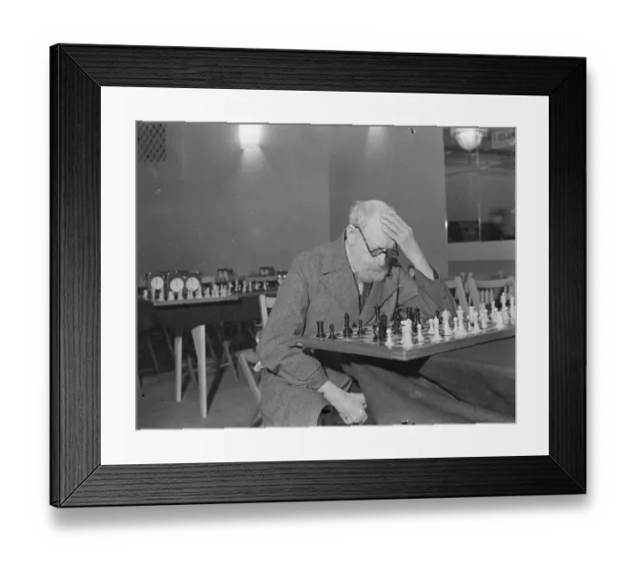 Framed Print : 80-year-old inventor of the paravane as competitor at Hastings International chess Congress Framed Print : 80-year-old inventor of the paravane as competitor at Hastings International chess Congress