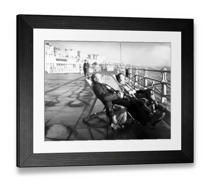 Framed Print : Brighton Two people enjoying the sunshine on the front at Brighton 1 December 1948 Framed Print : Brighton Two people enjoying the sunshine on the front at Brighton 1 December 1948