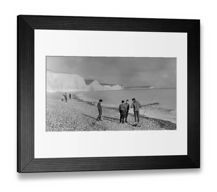 Framed Print : Boys sea fishing at Seven Sisters, Birling Gap, Sussex, England. 1960 s Framed Print : Boys sea fishing at Seven Sisters, Birling Gap, Sussex, England. 1960 s