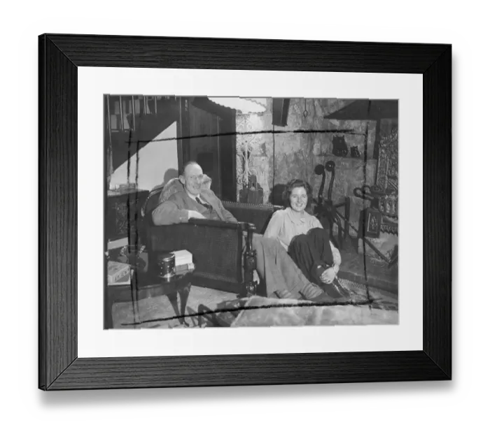 Framed Print : Group Captain harry Day enjoys a quiet rest by his own fireside at his country house Framed Print : Group Captain harry Day enjoys a quiet rest by his own fireside at his country house