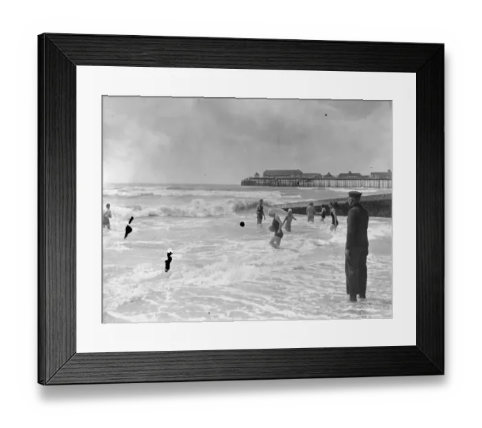 Framed Print : The official beach bathing attendant has a busy time keeping a watchful eye during rough weather Framed Print : The official beach bathing attendant has a busy time keeping a watchful eye during rough weather