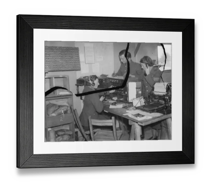 Framed Print : Territorial Army recruits at camp in Chichester, Sussex. The telephone operating room Framed Print : Territorial Army recruits at camp in Chichester, Sussex. The telephone operating room