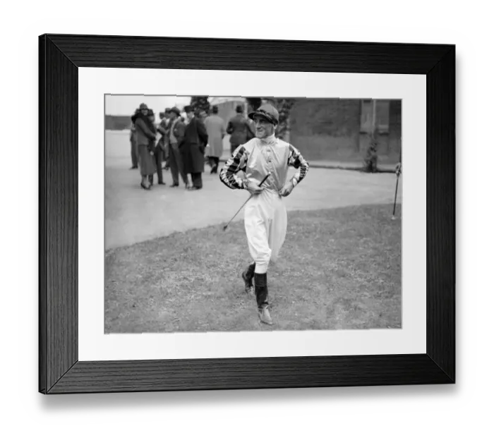 Framed Print : Gatwick Racecourse, Sussex, England Jockey, Walter Sibbritt, who is riding Framed Print : Gatwick Racecourse, Sussex, England Jockey, Walter Sibbritt, who is riding