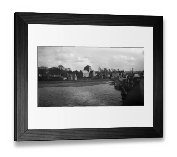 Framed Print : Old Shoreham - by - Sea seen from the old toll bridge over the river Adur. 1931 Framed Print : Old Shoreham - by - Sea seen from the old toll bridge over the river Adur. 1931