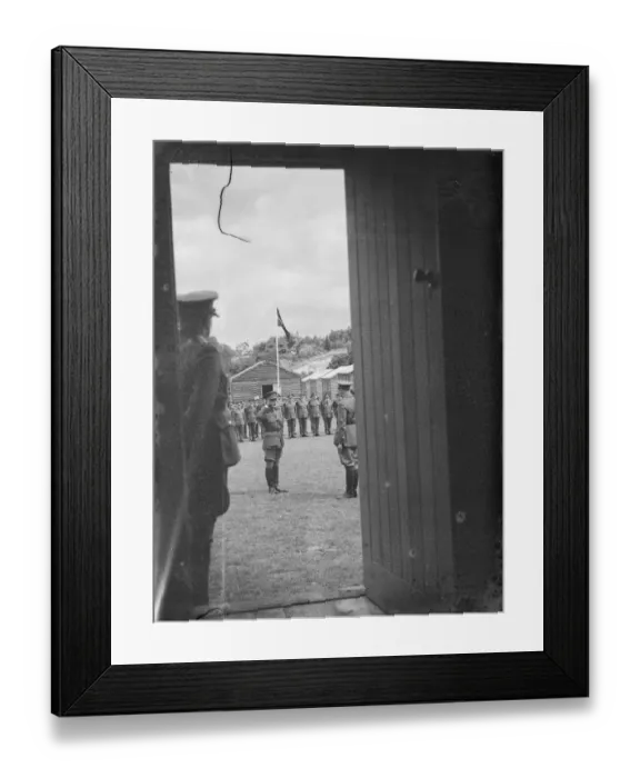 Framed Print : Territorial Army recruits at camp in Chichester, Sussex. Drilling. 1939
