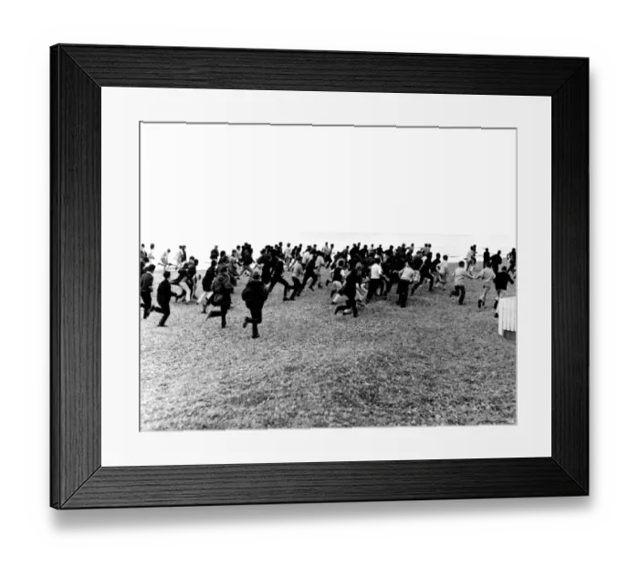 Framed Print : 1964. Hastings. Mods and Rockers clash. 3rd August. Racing along the beach Framed Print : 1964. Hastings. Mods and Rockers clash. 3rd August. Racing along the beach