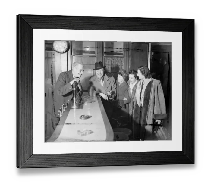 Framed Print : Tommy Handley, Joan Harbin, Molly Weir and Tini Goss, drop-in at the local before Framed Print : Tommy Handley, Joan Harbin, Molly Weir and Tini Goss, drop-in at the local before