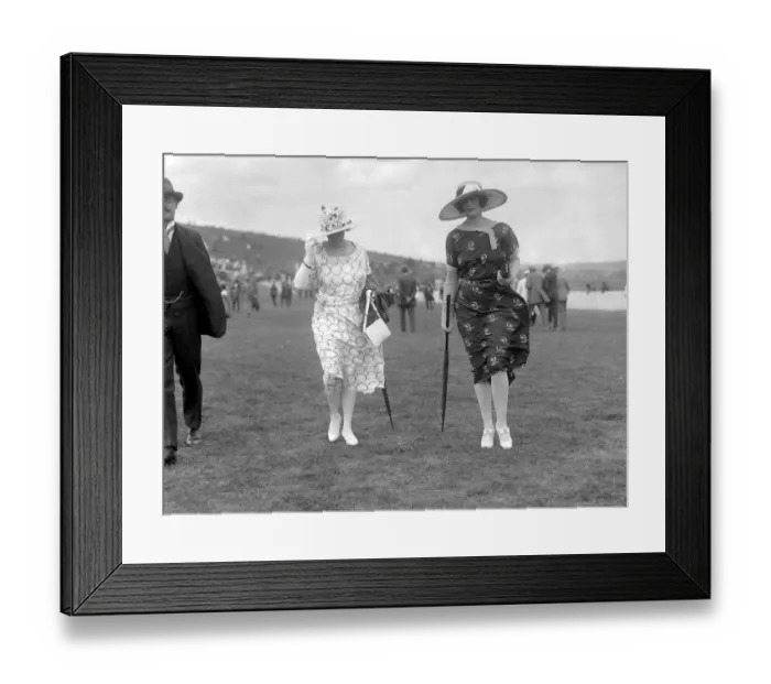 Framed Print : Lady Mainwaring ( right ) and Mrs Loeffler at Glorious Goodwood Racecourse, West Sussex