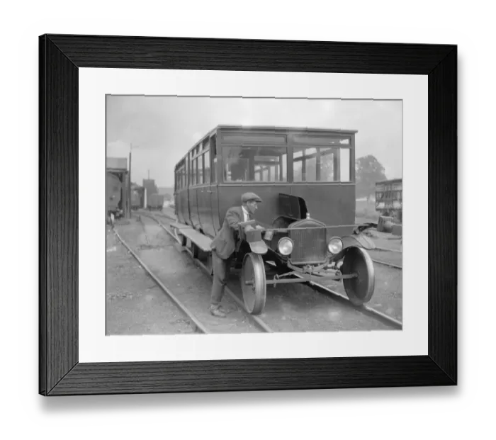 Framed Print : Rolvenden - A novel train on the Kent and East Sussex Railway is this formed by two Framed Print : Rolvenden - A novel train on the Kent and East Sussex Railway is this formed by two