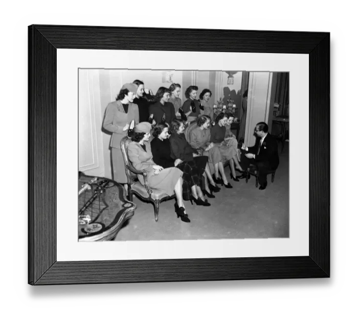 Framed Print : Six pairs of identifical twins, over here from America on a campaign to advertise a new home perm Framed Print : Six pairs of identifical twins, over here from America on a campaign to advertise a new home perm