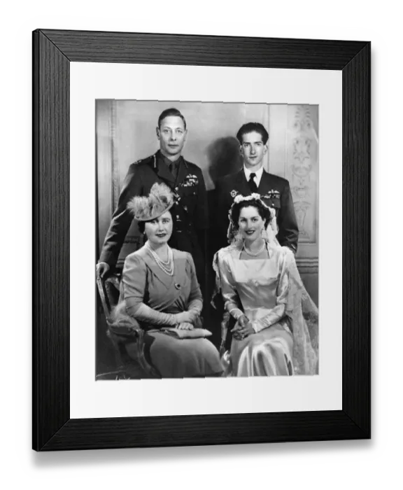 Framed Print : King Peter of Yugoslavia with his wife Queen Alexandra on their wedding day with King George VI Framed Print : King Peter of Yugoslavia with his wife Queen Alexandra on their wedding day with King George VI