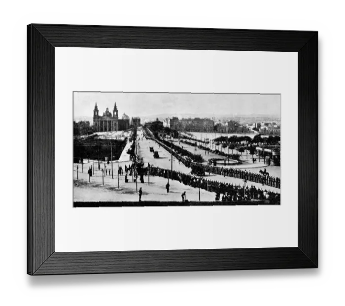 Framed Print : A state procession by motor car The Duke of Connaughts arrival to Malta. January Framed Print : A state procession by motor car The Duke of Connaughts arrival to Malta. January