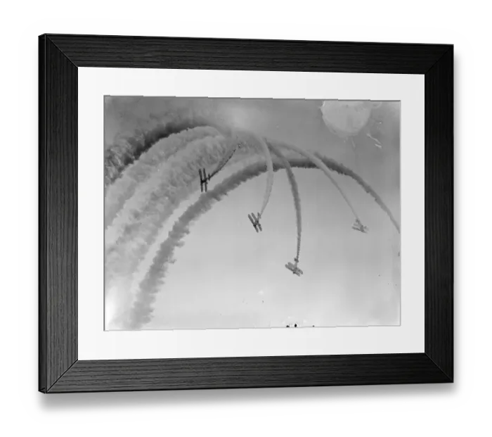 Framed Print : Royal Airforce Bristol Bulldog fighter planes fly in formation during a smoke display