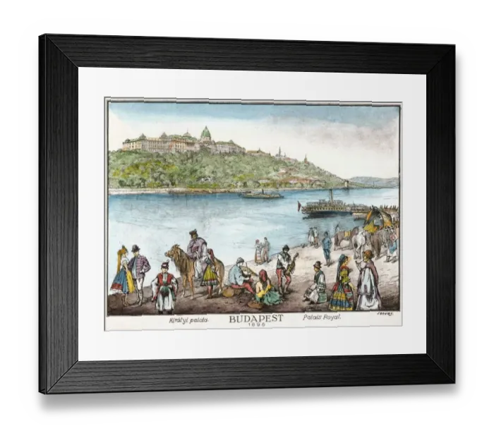 Framed Print : Archive Hungary - Budapest 1896 - postcard. View from Pest (east) across the Danube Framed Print : Archive Hungary - Budapest 1896 - postcard. View from Pest (east) across the Danube