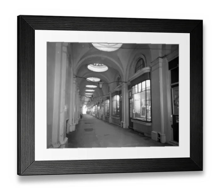 Framed Print : London; The Royal Opera Arcade, Pall Mall, London. A general view down the arcade