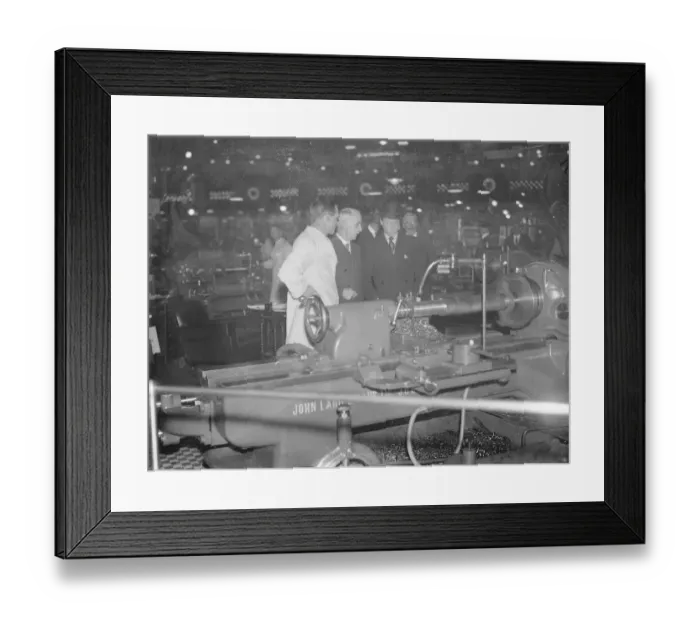 Framed Print : Prince of Wales visits machine tool exhibition at Olympia. 14 November 1934 Framed Print : Prince of Wales visits machine tool exhibition at Olympia. 14 November 1934