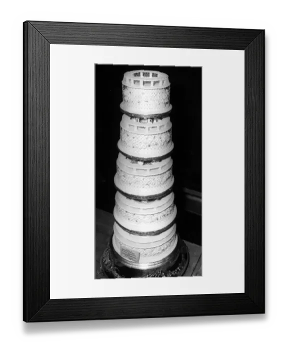 Framed Print : View of the five - tiered wedding cake made by Staff Sargeant Neil Smith, for Princess Framed Print : View of the five - tiered wedding cake made by Staff Sargeant Neil Smith, for Princess