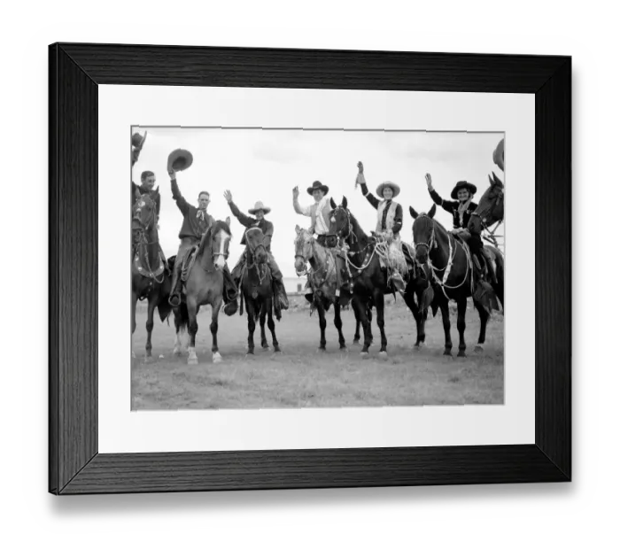 Framed Print : The Royal tour of Canada and the USA by King George VI and Queen Elizabeth, 1939 Cowboys Framed Print : The Royal tour of Canada and the USA by King George VI and Queen Elizabeth, 1939 Cowboys
