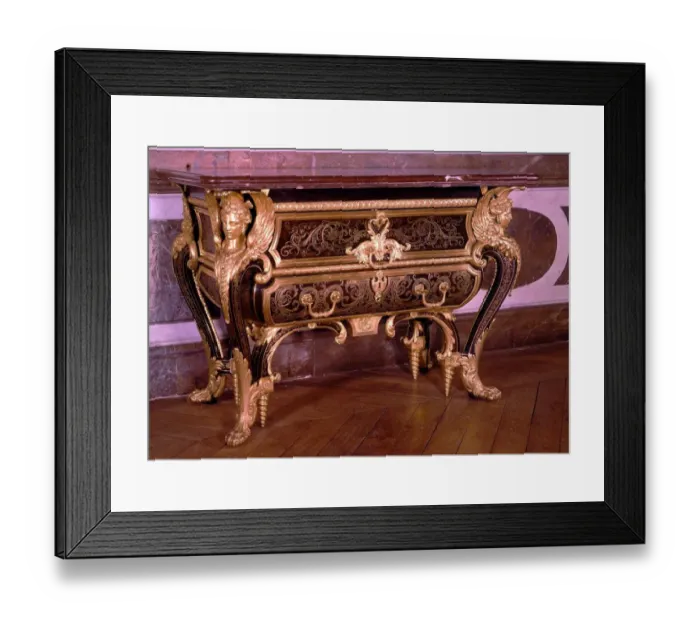 Framed Print : Boulle commode made for Louis XIV room at the Grand Trianon 1701. Rococo carving bowed legs Framed Print : Boulle commode made for Louis XIV room at the Grand Trianon 1701. Rococo carving bowed legs
