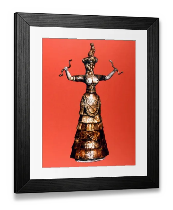 Framed Print : Figurine of the so-called snake-goddess found by Evans in the royal apartments Framed Print : Figurine of the so-called snake-goddess found by Evans in the royal apartments